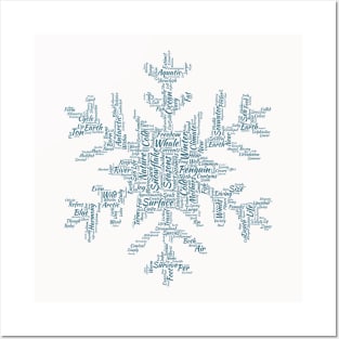 Snowflake Winter Silhouette Shape Text Word Cloud Posters and Art